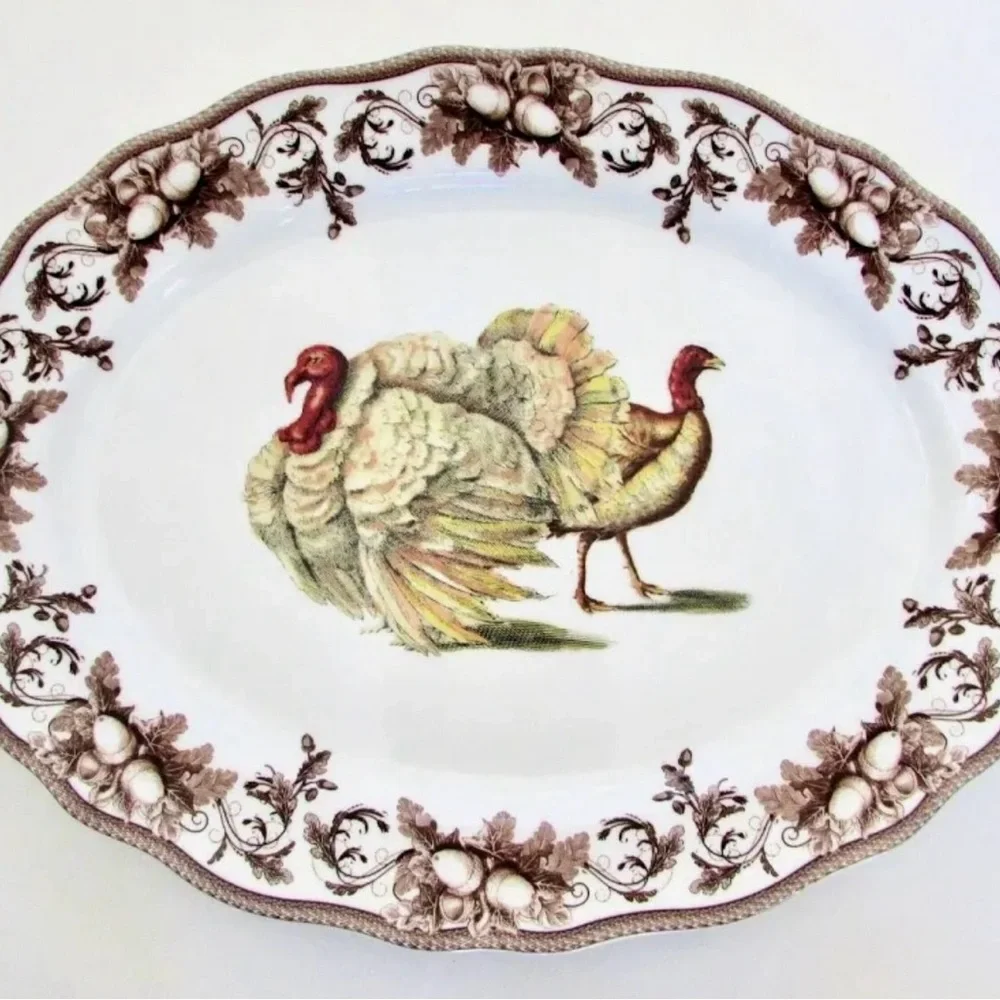 Williams Sonoma Turkey Platter in Brown and Cream